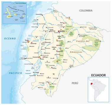 Ekvador Cumhuriyeti 'nin vektör haritası
