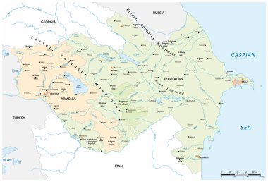 Kafkasya 'nın vektör haritası Ermenistan ve Azerbaycan