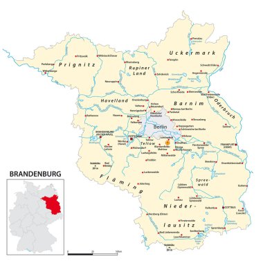 Brandenburg eyaletinin Almanca haritası