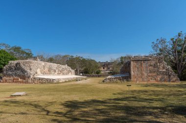 Eski Maya şehrinin kalıntıları Uxmal. UNESCO Dünya Mirası Alanı, Yucatan, Meksika