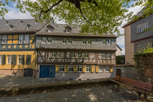Stare Domy Muru Pruskiego Zabytkowym Starym Mieście Frankfurt Hoechst — Zdjęcie stockowe