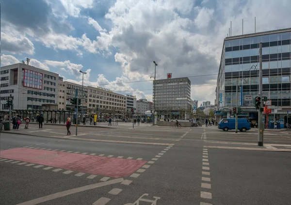 Frankfurt Main Γερμανια Μαΐου 2021 Μεγάλη Πλατεία Konstablerwache Στο Κέντρο — Φωτογραφία Αρχείου