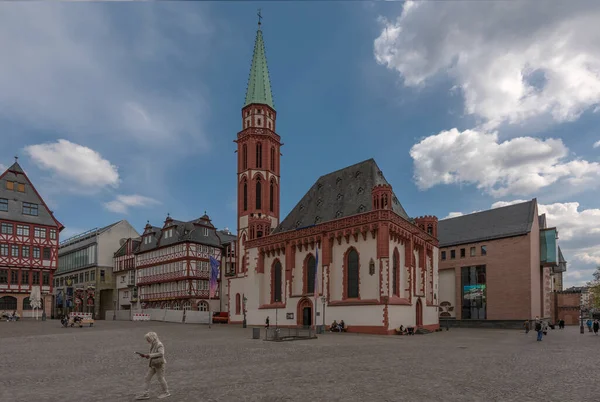 Frankfurt Main Niemcy Maj 2021 Kościół Starego Mikołaja Średniowieczny Kościół — Zdjęcie stockowe