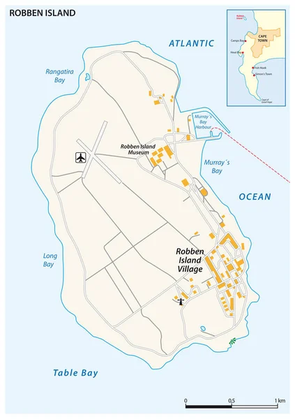 Karte Von Robben Island Ehemaliges Gefängnis Kapstadt Südafrika — Stockvektor