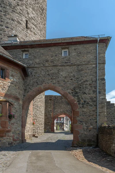 Bakstenen Muur Met Poort Van Het Kasteel Friedberg Hessen Duitsland — Stockfoto