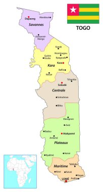 Batı Afrika eyaletinin idari vektör haritası bayrak ile gidecek 