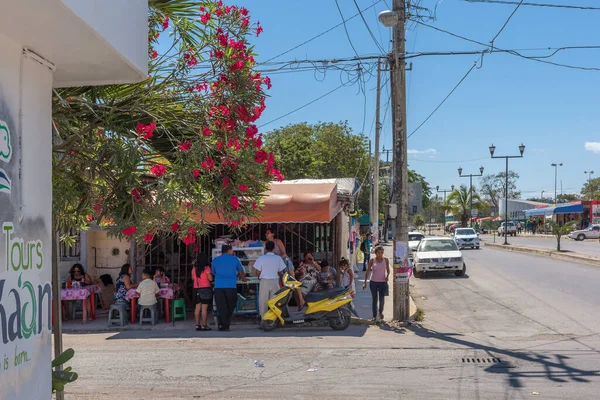 Tulum Mexico March 2018 Магазини Ресторани Головній Вулиці Тулума Кінтана — стокове фото
