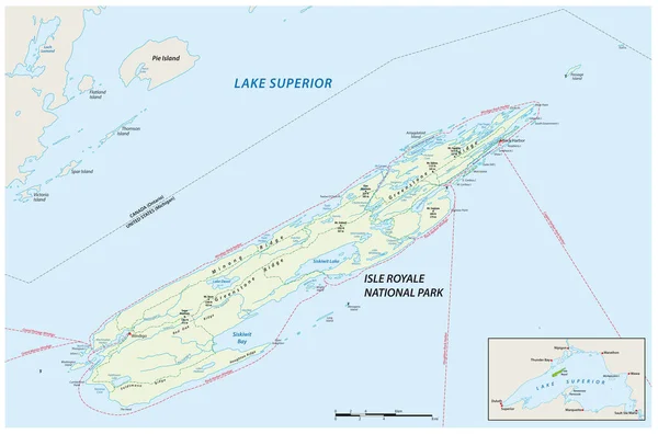 Vector Map Isle Royale National Park Lake Superior Michigan Usa — Stockový vektor