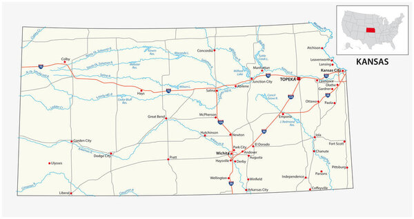 Дорожная карта американского штата Канзас