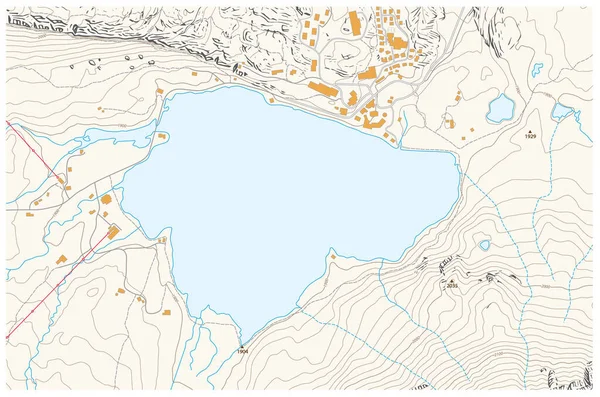 Mapa Topográfico Abstracto Con Lago Montañas — Vector de stock