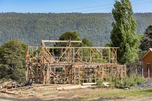 Baustelle Eines Neuen Holzhauses Villa Pehuenia Argentinien — Stockfoto