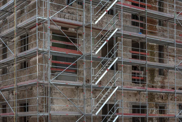 Hattersheim Main Germany September 2021 Scaffolding Factory Building Renovated — Stock Photo, Image