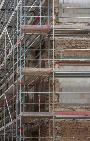 Hattersheim Main Deutschland September 2021 Gerüst Der Fassade Einer Ehemaligen — Stockfoto