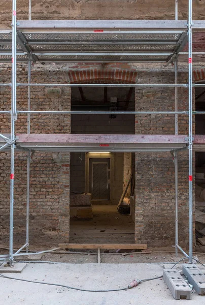 Hattersheim Main Deutschland September 2021 Gerüst Der Fassade Einer Ehemaligen — Stockfoto