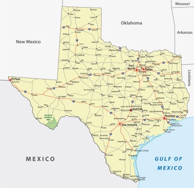 Texas road map clipart