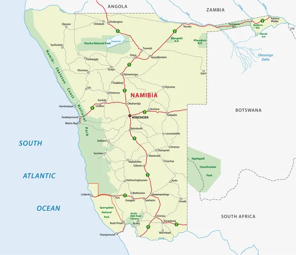 Namibië-routekaart — Stockvector