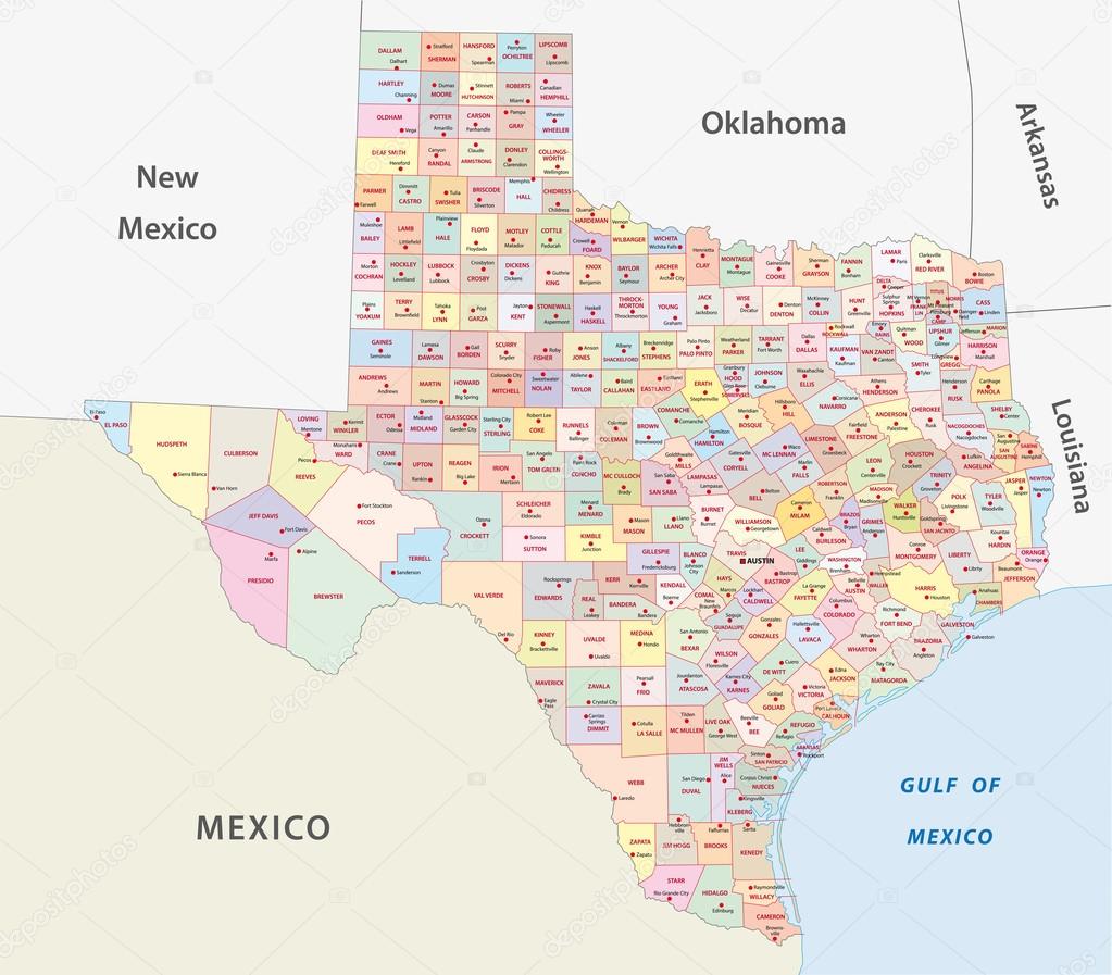 Fotos: condados de texas | mapa del Condado de Texas — Vector de stock