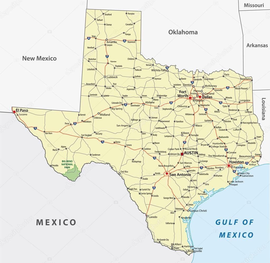 Texas State Interstate and Highway Map