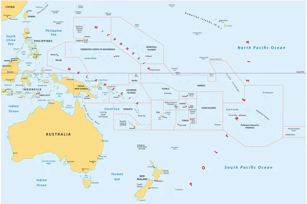 Mapa de oceania —  Vetores de Stock