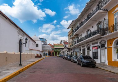 PANAMA ŞEHRİ, PANAMA-MARCH 03, 2019: Panama 'nın Panama şehrindeki tarihi eski binalar