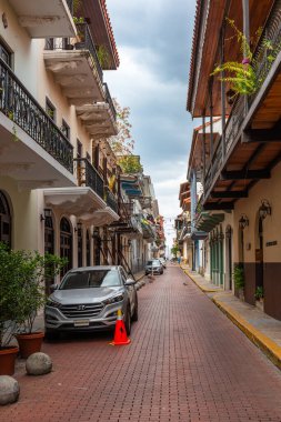 PANAMA ŞEHRİ, PANAMA-MARCH 03, 2019: Panama 'nın Panama şehrindeki tarihi eski binalar