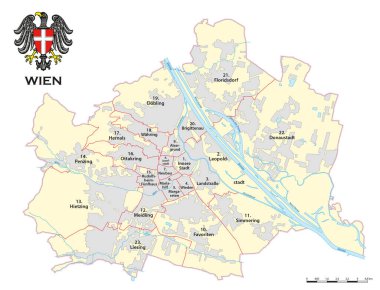Avusturya başkenti Viyana 'nın idari haritası