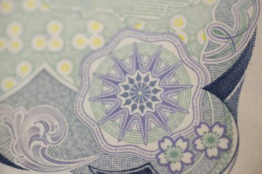 1000 Yen 'lik banknota yakın çekim.