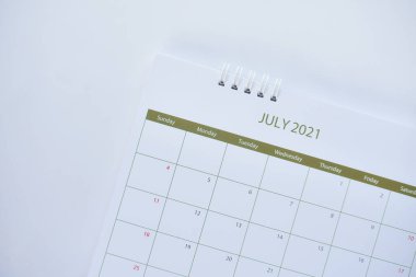 Beyaz tonu planlamada Temmuz ayı takvimi.