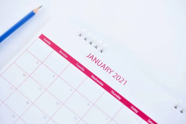 Kalender Januari Planering Koncept Vit Ton Stockbild