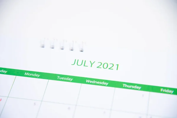 Розмитий Календар 2021 Року Концепції Планування Липень 2021 Року — стокове фото