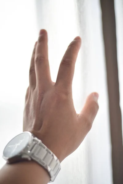 Hand Touch Smooth White Fabric — Stock Photo, Image