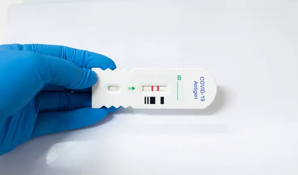 Strip Screening rapid test COVID-19 antigen positive.Testing in biosafty cabinet class 3.