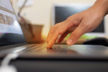 Blur laptop in technology concept.