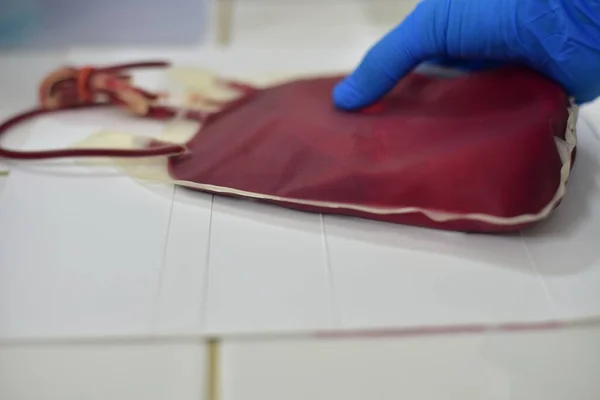 Red Blood Bag White Background Laboratory — Stock Photo, Image