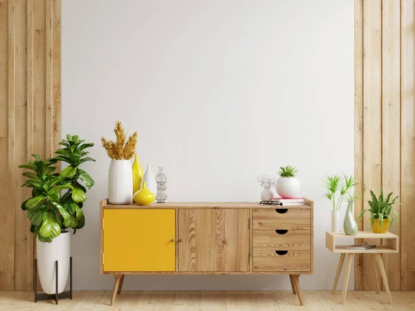 Modern boş odada kabine modeli, beyaz duvar, 3D görüntüleme