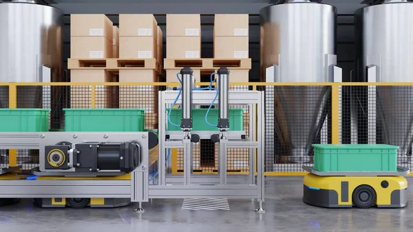Roboter Die Effizient Hunderte Von Paketen Pro Stunde Sortieren Automatisiertes — Stockfoto