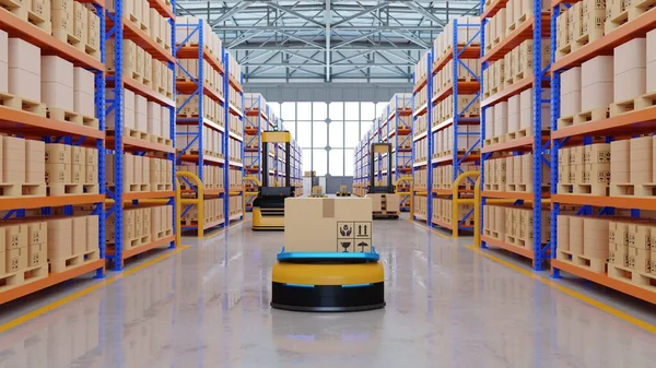 Bir robot ordusu saatte yüzlerce koli (otomatik güdümlü araç) AGV.3d oluşturma
