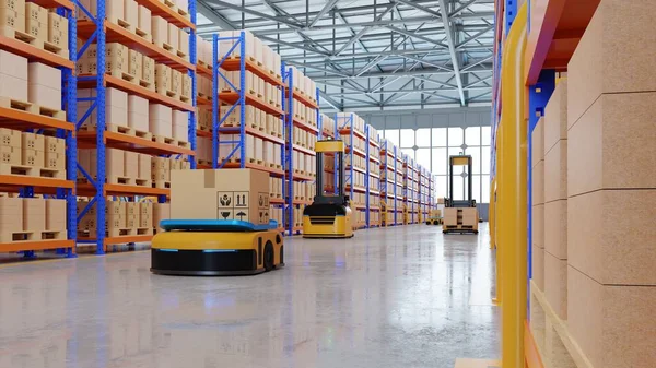 Bir robot ordusu saatte yüzlerce koli (otomatik güdümlü araç) AGV.3d oluşturma