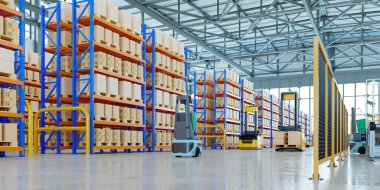 AGV robotları saatte yüzlerce paketi etkin bir şekilde sıralıyor (Otomatik güdümlü araç) AGV.3d oluşturma