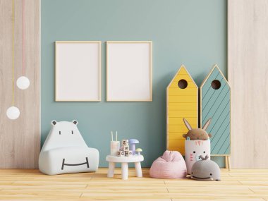 Çocuk odasında poster çerçevesi, çocuk odası, kreş modeli, 3 boyutlu tasarım.