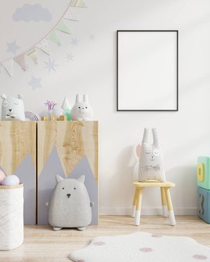 Çocuk odasında poster çerçevesi, çocuk odası, kreş modeli, 3 boyutlu tasarım.