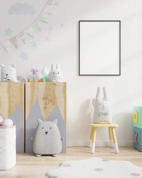 Çocuk Odasında Poster Çerçevesi Çocuk Odası Kreş Modeli Boyutlu Tasarım — Stok fotoğraf