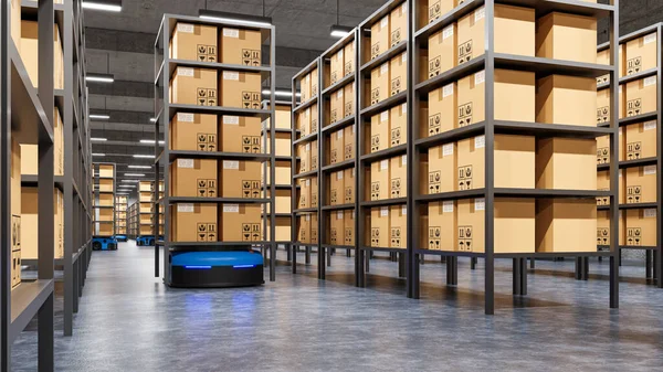 Robots Sorteren Efficiënt Honderden Pakketten Uur Automated Guided Vehicle Agv — Stockfoto