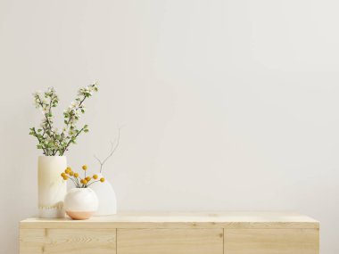 Modern boş odada kabine modeli, beyaz duvar 3D görüntüleme