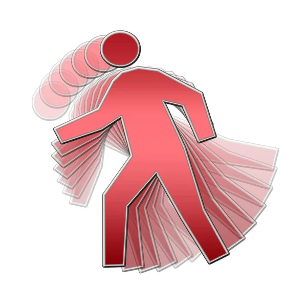 3D图片说明的白色背景上 一个红色的跑步男子活动图标轮廓 — 图库照片