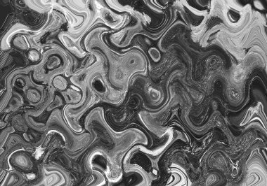 Van Gogh tarzında siyah-beyaz deforme olmuş sıvı girdaplarının soyut bir sanatı