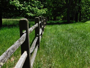 Kuzey Delaware 'de çitlerin arasından ahşap bir çit geçiyor.