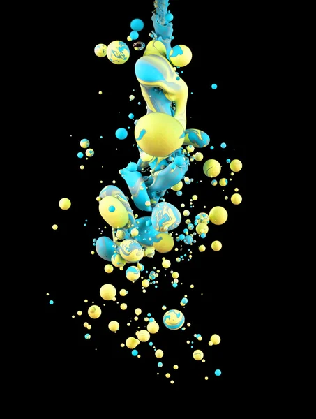 Kleur Wolk Bubbels Van Kleur Stijgen Kleurrijke Inkt Onder Water — Stockfoto
