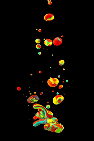 Kleuren Ruimte Bubbels Stijgen Kleurrijke Verf Onder Water Artistiek Abstract — Stockfoto