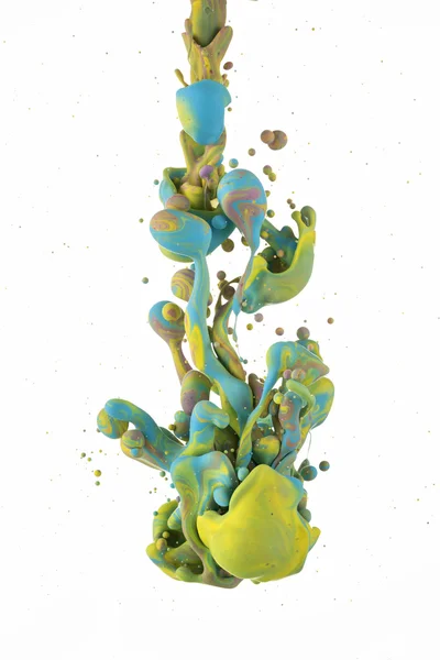 Color liqiud bajo el agua / mezcla amarilla con azul — Foto de Stock